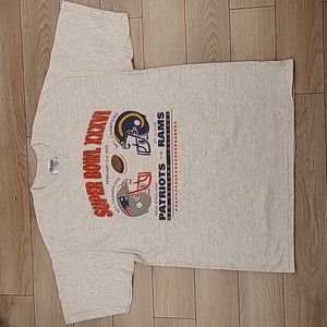 SUPER BOWL‎ XXXVI NFL NE Patriots vs STL Rams Mens T Shirt Sz Large 2002 Y2K